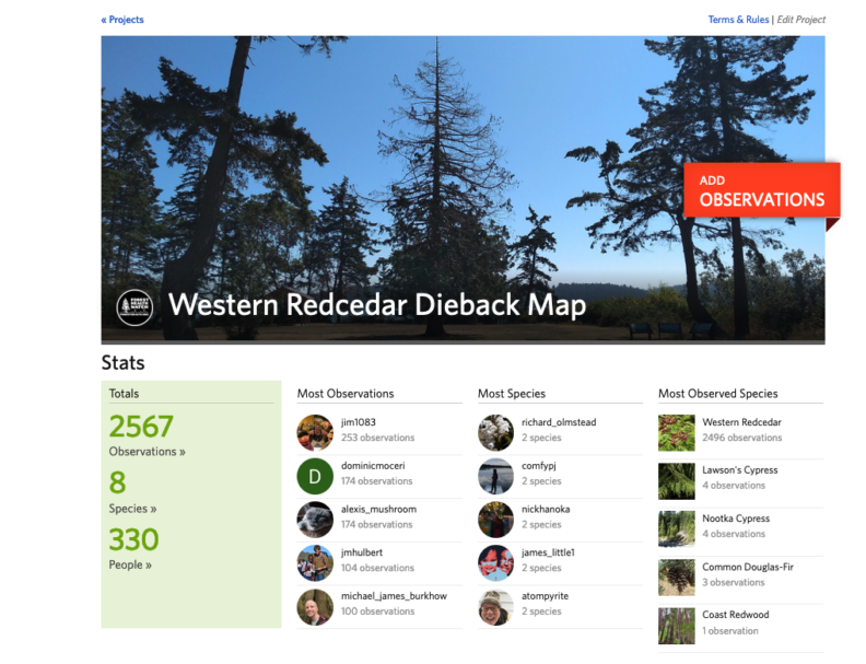 Western Redcedar Dieback Map
